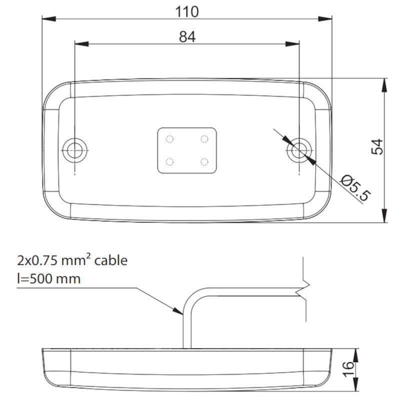Lampa gabarit 110x54, LED, alba (iveco) - imagine 5