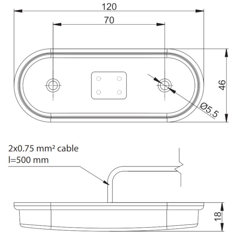 Lampa gabarit 118x46, LED, alba, 12-36V - imagine 3