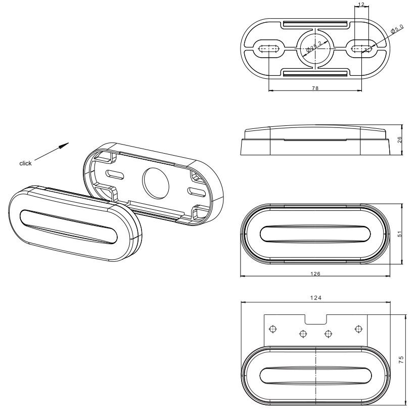 Lampa gabarit 124x51, LED, alba, 12-36V - imagine 5