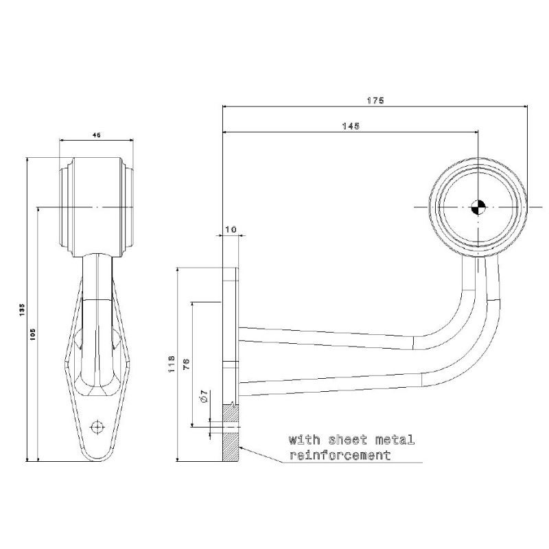 Lampa gabarit cu brat cu cot 90°, 175mm Fristom - imagine 3