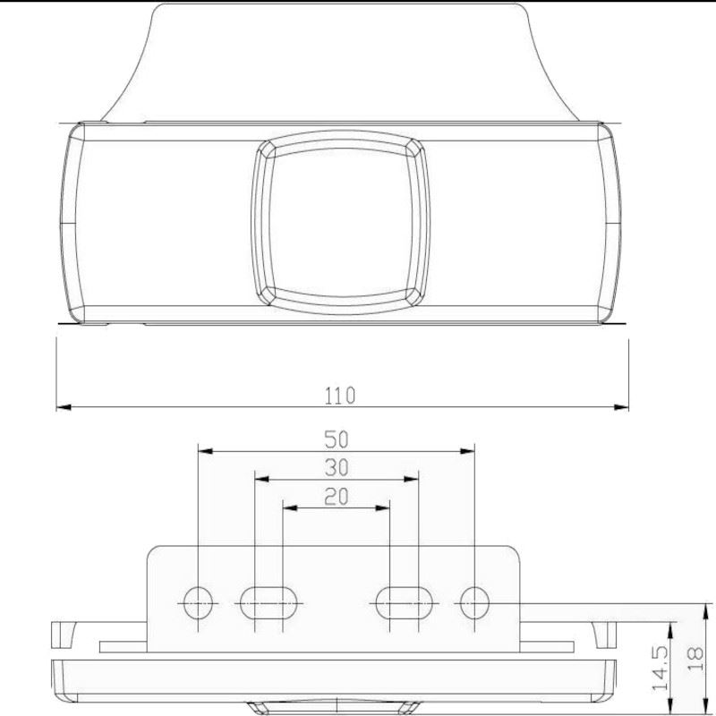 Lampa gabarit 100x32, LED, rosie, cu suport lateral, 12-36V - imagine 4