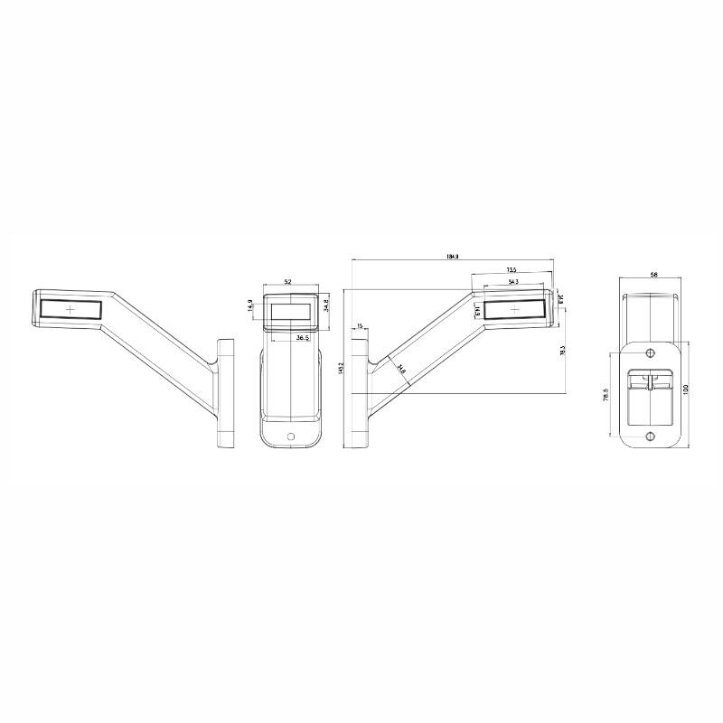 Lampa gabarit 185mm, LED, 2 functii, dreapta - imagine 4