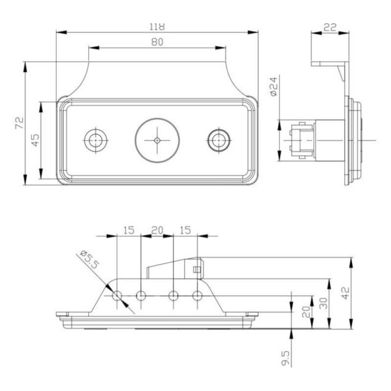 Lampa gabarit 110x45, LED, alba, cu suport, 12-36V - imagine 5