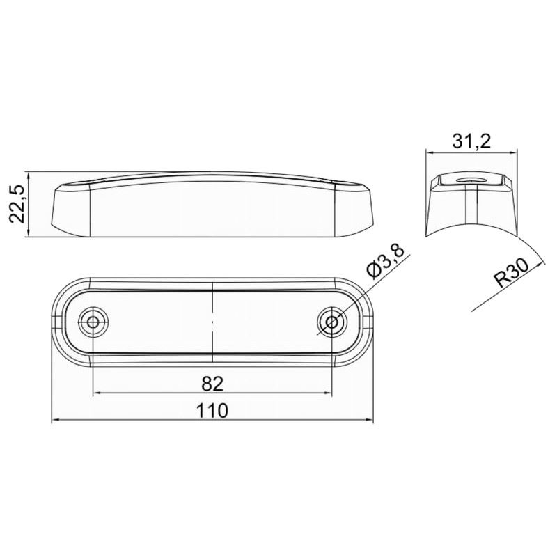Lampa gabarit 110x30.5, LED, rosie, 12-36V - imagine 4