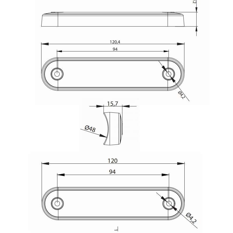 Lampa gabarit 120x27, Slim, 8 LED-uri, rosie, montare suprafata ovala, bullbar - imagine 5