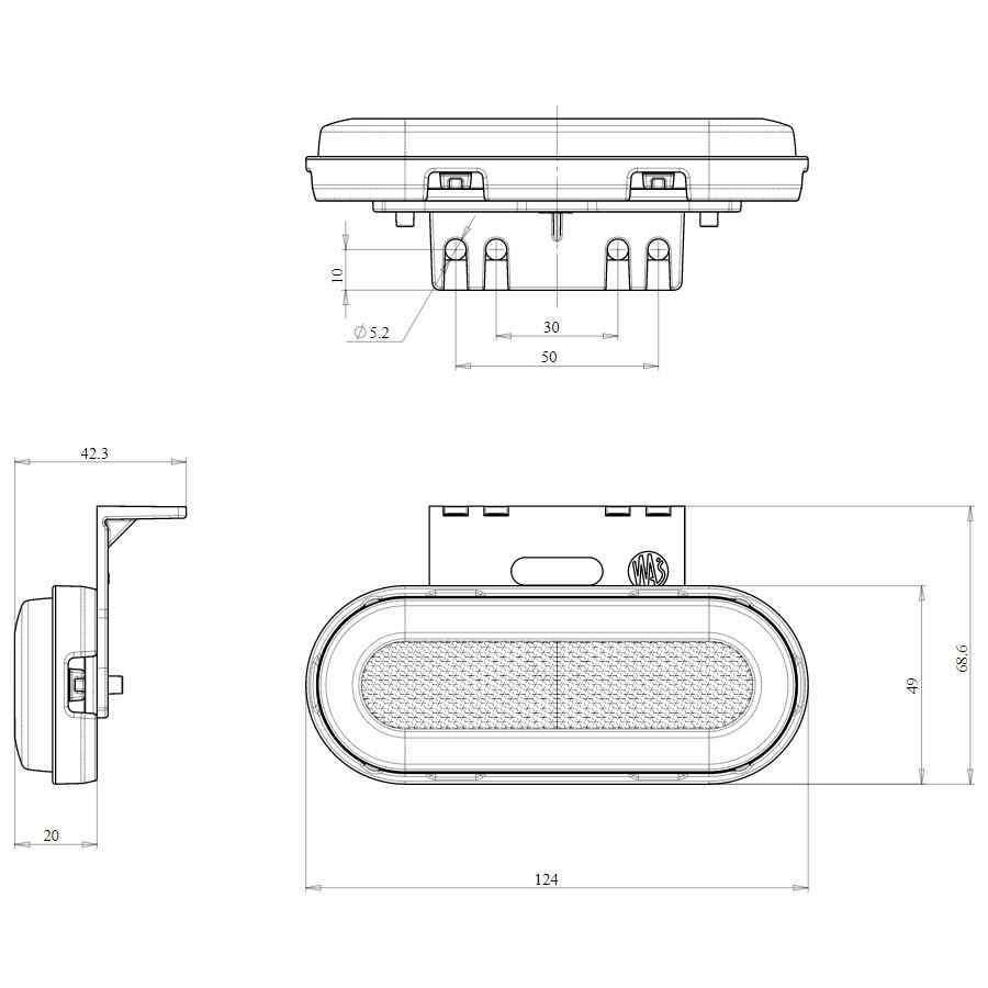 Lampa gabarit 124x49, LED, contur luminat, rosie, cu suport, 12-24V - imagine 10