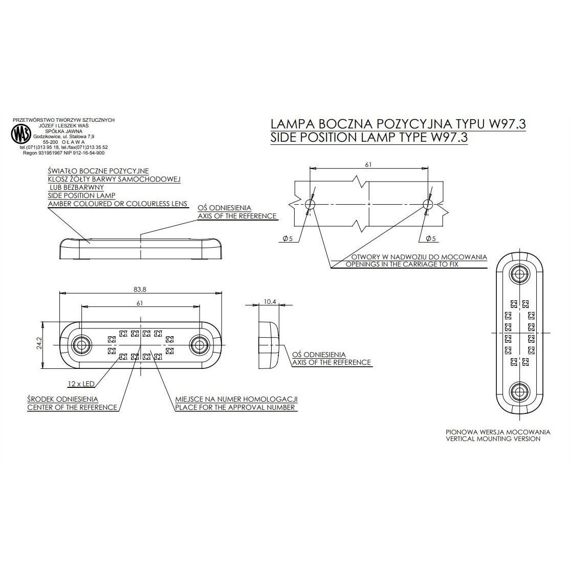 Lampa gabarit 84x24, LED, slim, rosie, 12-24V - imagine 6