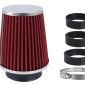 Filtru aer sport, rosu-crom, 3 adaptori, h13cm,Carmotion