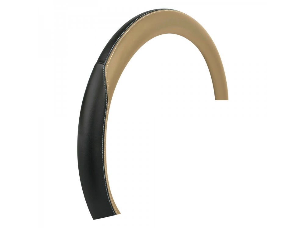 Husa volan camion 49-51cm bej/negru piele ecologica - imagine 2