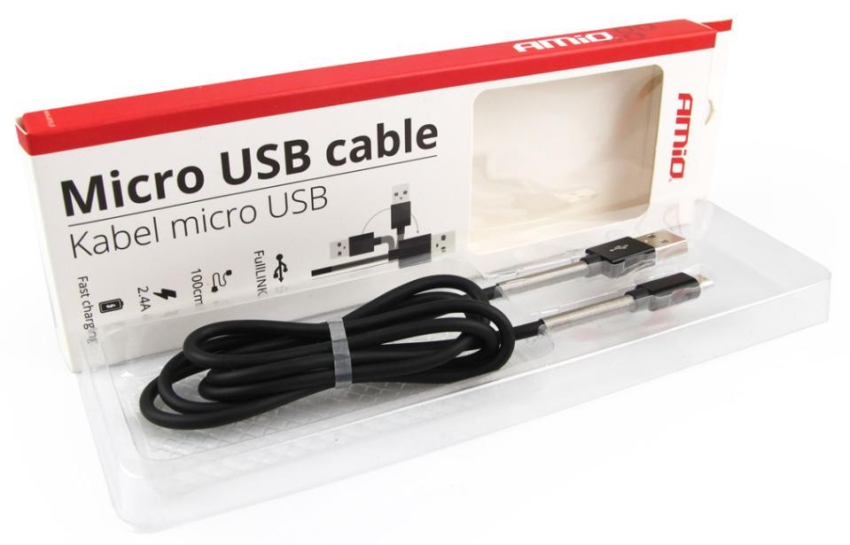Cablu incarcator USB Iphone Lightning FullLINK 2.4A, negru, 1m, Amio - imagine 2