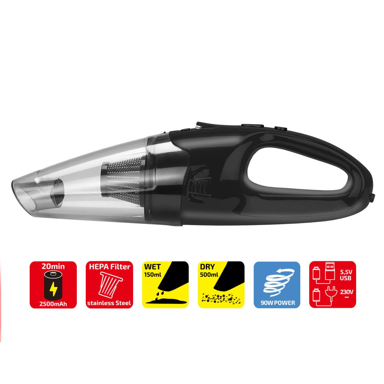 Aspirator auto 12V 138W, cu motor si 2 filtre, AkkuPower Pro Heyner - imagine 2