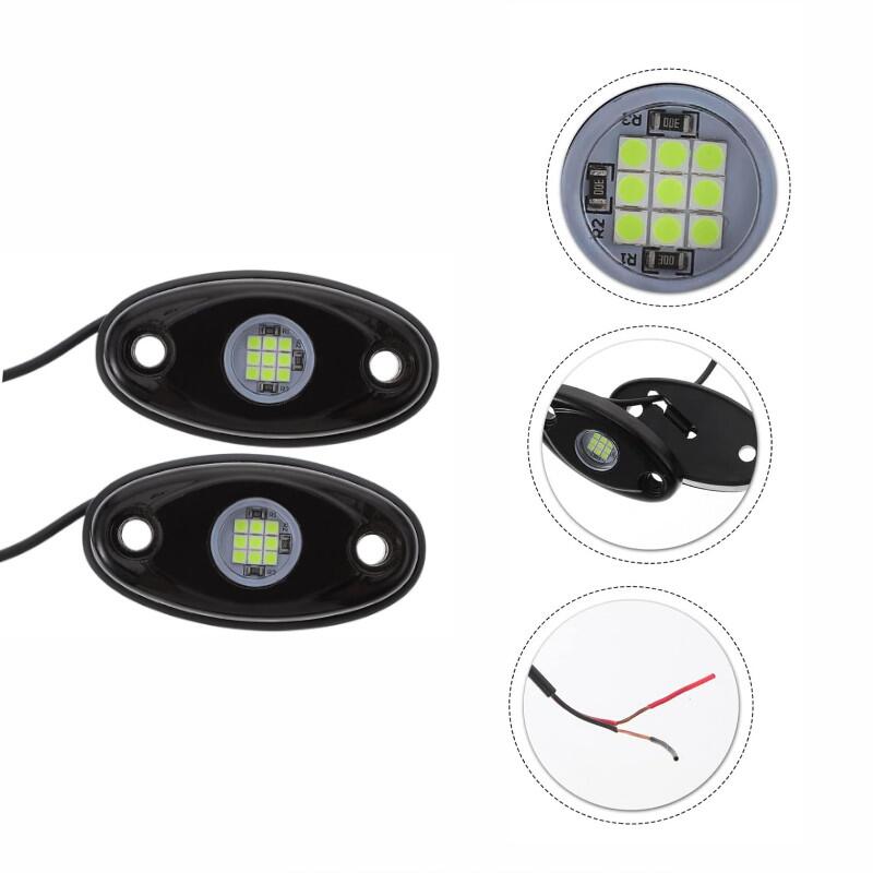 Set 2 lumini ambientale, sub masina, 9 LED-uri, 12V, 500lm, galbene, Led Rock Light - imagine 2