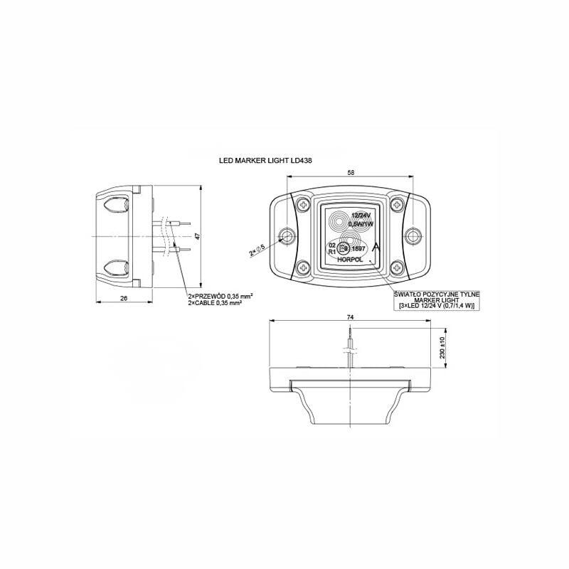 Lampa gabarit 58x47, LED, 12-24V, alba, Horpol - imagine 2