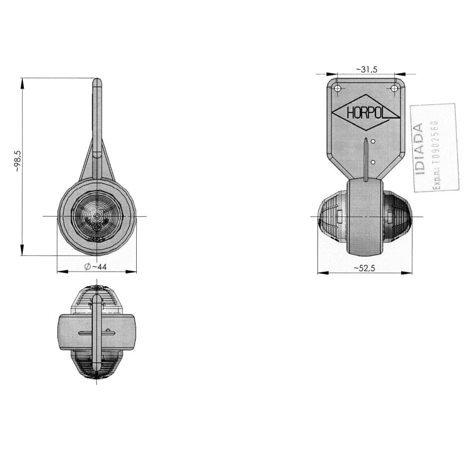 Lampa gabarit brat 98mm, LED, dreapta, Horpol - imagine 3