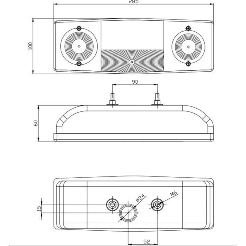 Lampa spate 285x100, 4 functii, Fristom - imagine 3