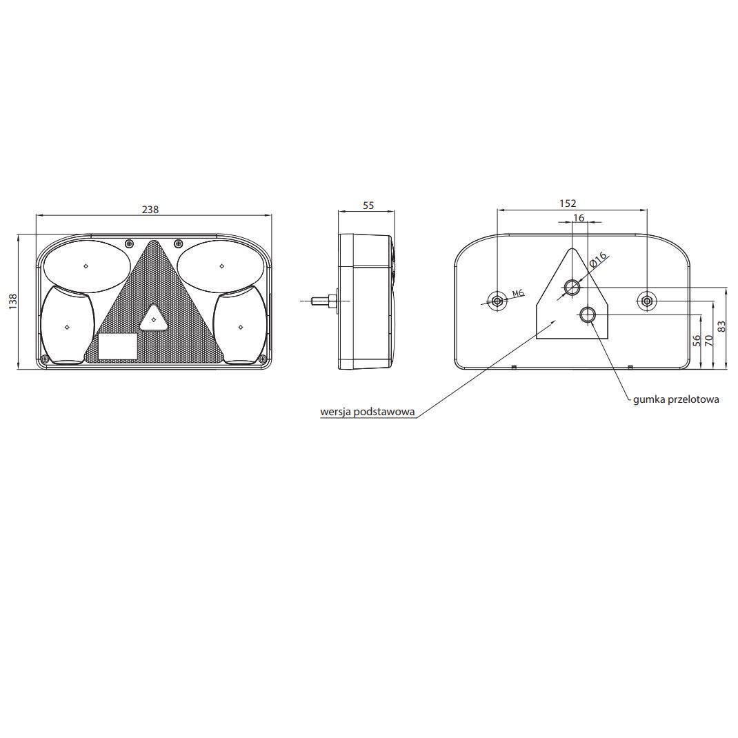 Lampa spate 238x138, 5 functii, cu triunghi si mers inapoi, dreapta Fristom - imagine 2